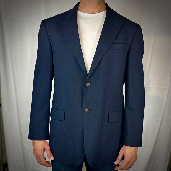 Oscar de la Renta Other - OSCAR DE LA RENTA Dark Navy Mens Wool Blazer Jacket Sz 43R